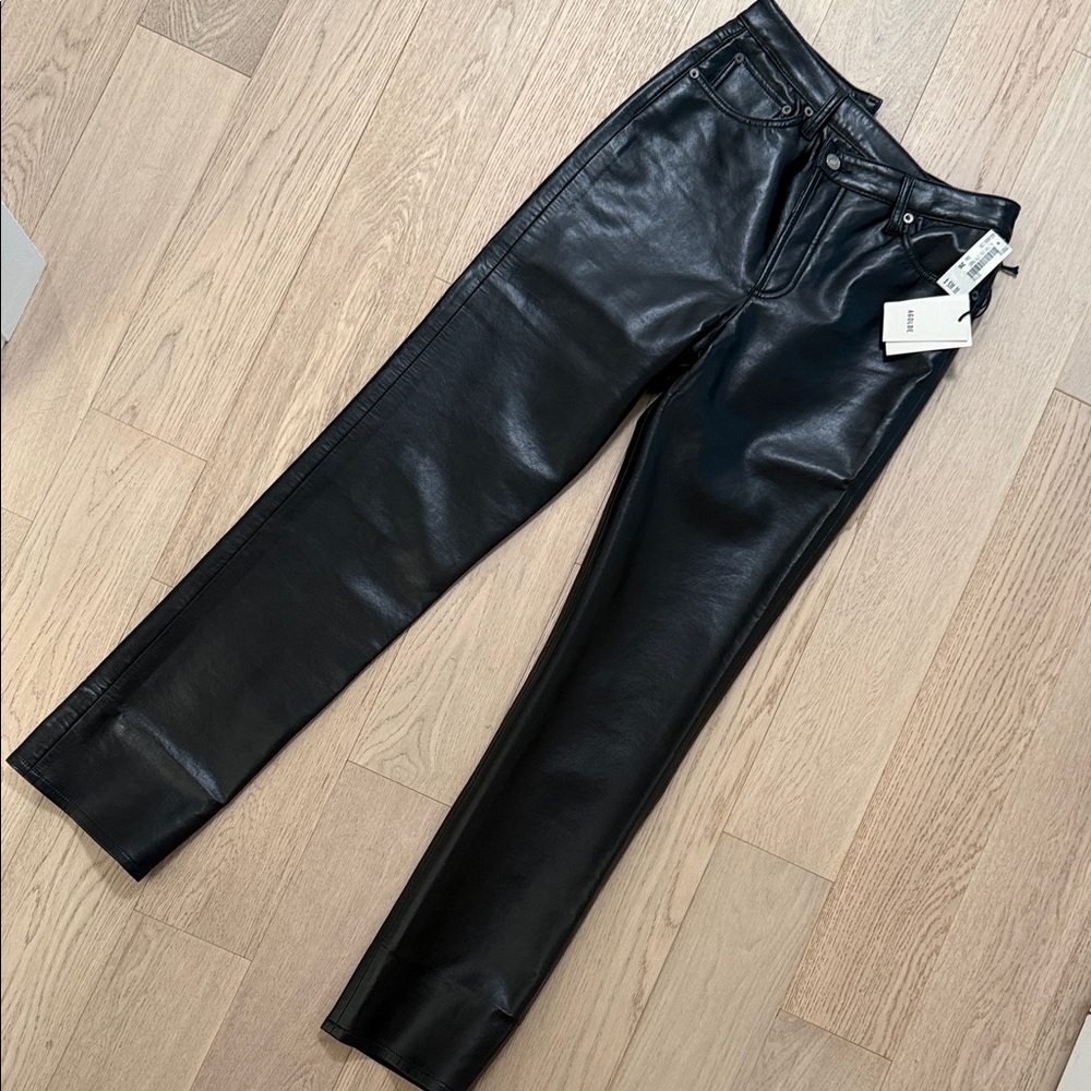 Agolde - recycled leather criss cross straight detox pant